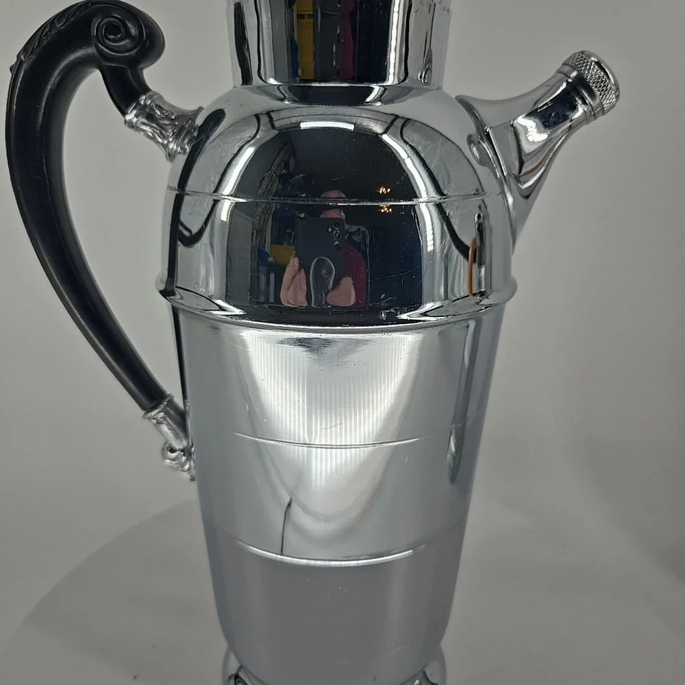 Vintage Farber Bros Krome Kraft Art Deco Chrome Cocktail‎ Shaker Bakelite Handle